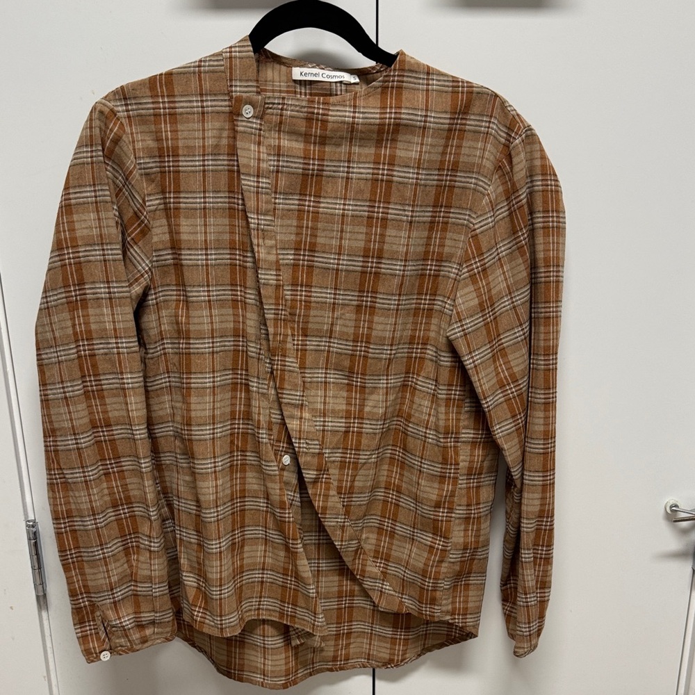 Kenneth Cole Men's Plaid Shirt Jacket in Tan and Brown